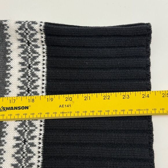 L.L. Bean Black Grey Fair Isle Quarter Zip Pullover Sweater M - Picture 6 of 8